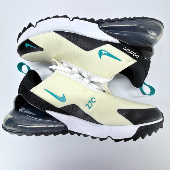 Nike Air Max 270 Golf Shoes Men 8 White Dusty Cactus CK6483-100 Lace Up Sporty - Picture 3 of 12